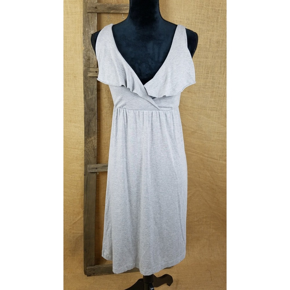 J. Crew women XS dressy jersey‎ ruffle dress gray vacation cruise resort wear